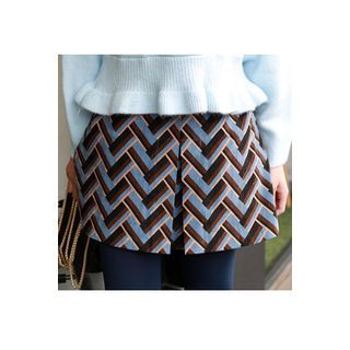 migunstyle Band-Waist Pattern Skirt