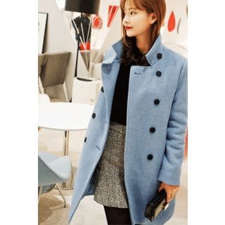 CHERRYKOKO Notched Lapel Wool Blend Coat