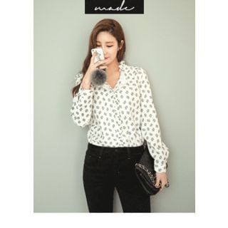 J-ANN Frilled Print Blouse