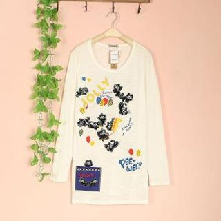 Cute Colors Long-Sleeve Cat Embroidered T-Shirt