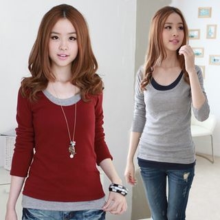 Fairy Essential Long-Sleeve Mock Two Piece T-Shirt