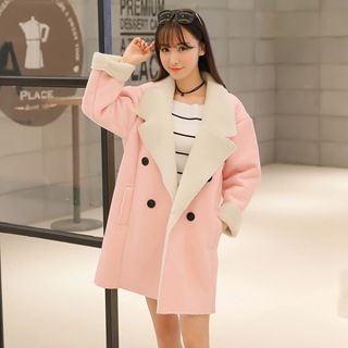 Colorful Shop Double-Breasted Fleece-Lining Coat