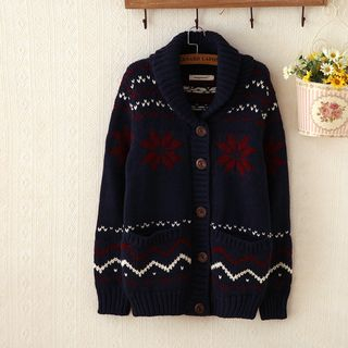 P.E.I. Girl Patterned Collared Cardigan