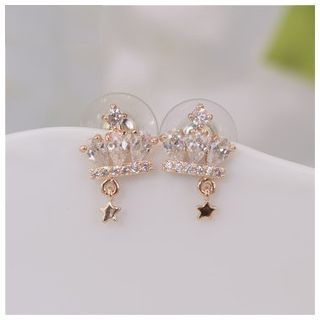 Ciroki Rhinestone Crown Earrings