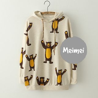 Meimei Bear Print Hooded Pullover