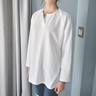JUSTONE Long-Sleeve Loose-Fit Henley
