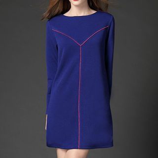Mythmax Long-Sleeve Contrast-Trim Dress