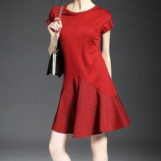 Alaroo Pinstriped Panel Short-Sleeve Dress