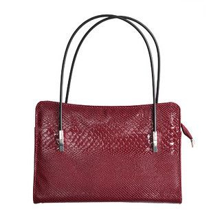 Snake Print Patent Handbag Red - One size