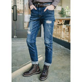 JOGUNSHOP Distressed Brushed-Fleece Jeans