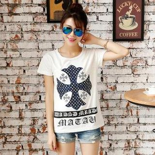 Cute Colors Short-Sleeve Appliqu  T-Shirt