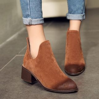 Pangmama Burnished Block Heel Ankle Boots