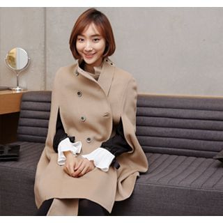 ssongbyssong Detachable Scarf Wool Blend Cape Coat