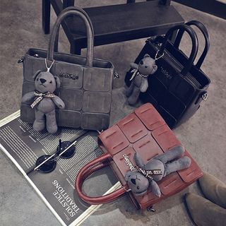 Donini Bags Paneled Tote Bag with Bear Doll
