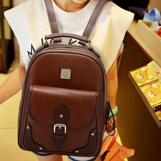 BeiBaoBao Faux-Leather Buckled Backpack