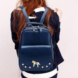 BeiBaoBao Horse-lock Faux-Leather Backpack Blue - One Size