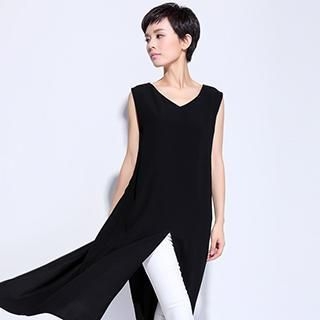 OnceFeel Sleeveless V-neck A Line Chiffon Dress