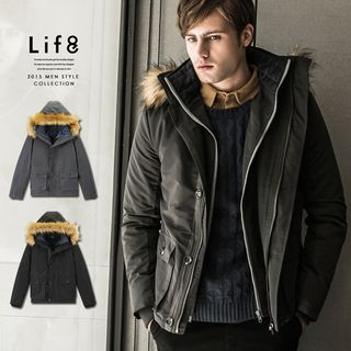 Life 8 Detachable Faux Fur Trim Hood Padded Jacket