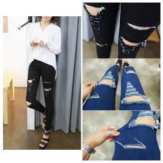 Sienne Slashed Slim-Fit Jeans