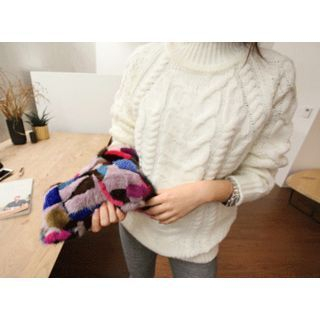 MARSHMALLOW High-Neck Cable-Knit Sweater