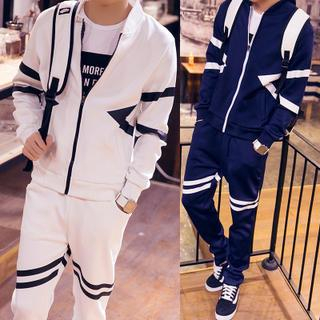 Bay Go Mall Set : Contrast Striped Jacket + Pants