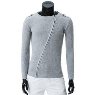 Asymmetric-Zip Front Knit Cardigan