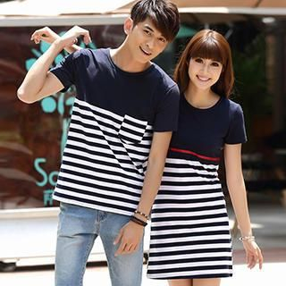 Igsoo Print Couple Short-Sleeve T-Shirt / T-Shirt Dress