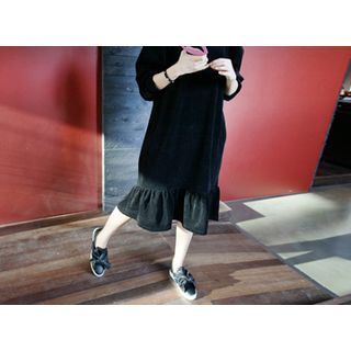 MARSHMALLOW Side-Pocket Velvet Pullover Dress