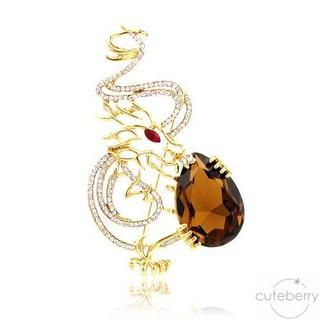 Rhinestone Dragon Brooch