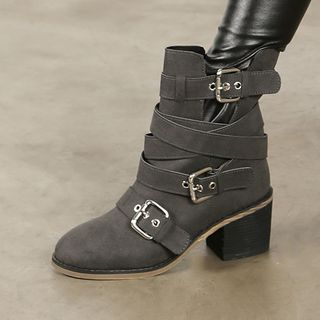 VIVIER Buckled-Detail Faux-Leather Boots