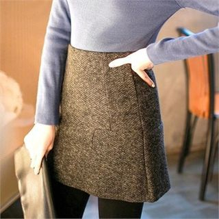 mimi & didi Wool Blend A-Line Mini Skirt