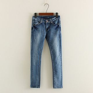 Mushi Distressed Washed Skinny Jeans