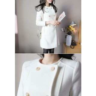 MyFiona Collarless Double-Breasted Wool Blend Coat
