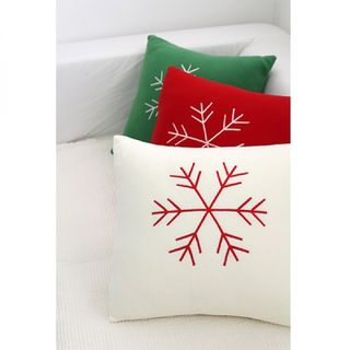 iswas Embroidered Snowflake Cushion Cover
