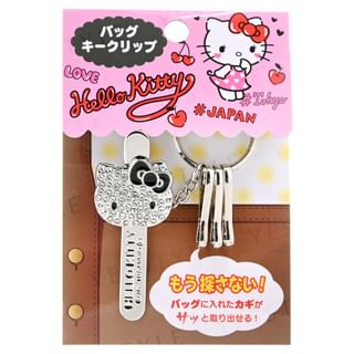 Sanrio Hello Kitty Bag Key-Clip SV Ribbon Black 1 pc