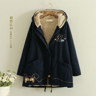 Storyland Fleece-Lined Embroidered Hooded Coat