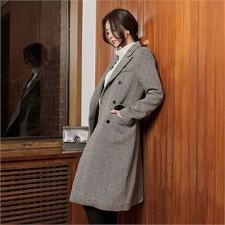 O.JANE Double-Breasted Wool Blend Coat