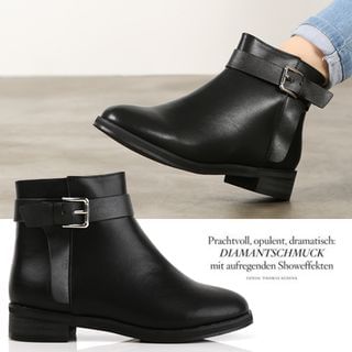 VIVIER Faux-Leather Buckle-Detail Ankle Boots