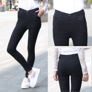 Splashmix High-Waist Buttoned Skinny Pants