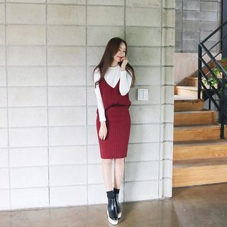 Envy Look Set: Sleeveless Rib-Knit Top + Pencil Skirt
