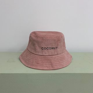 Embroidered Lettering Corduroy Bucket Hat