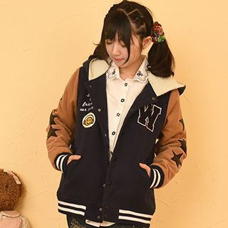 Moriville Hooded Lettering Baseball Jacket