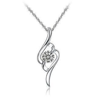 BELEC White Gold Plated 925 Sterling Silver Pendant with Cubic Zirconia (with 45cm Necklace )