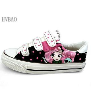 HVBAO Princess Print Velcro Canvas Sneakers
