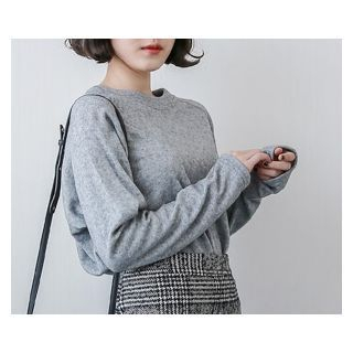demavie Raglan-Sleeve Wool Blend Knit Top