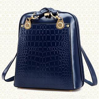 BeiBaoBao Croc-Grain Faux-Leather Backpack