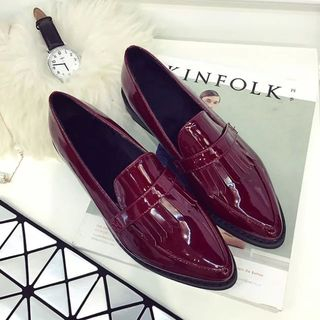 SouthBay Shoes Fringed Pointy Patent Loafers