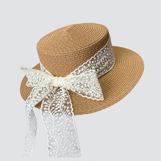 Bow Straw Boater Hat