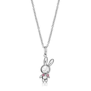 Kenny & co. 925 Silver 3D Rabbit C. Pendant with Pink Bow (in RH. Plated) Silver - One Size