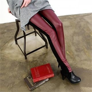 GLAM12 Color-Block Faux-Leather Leggings